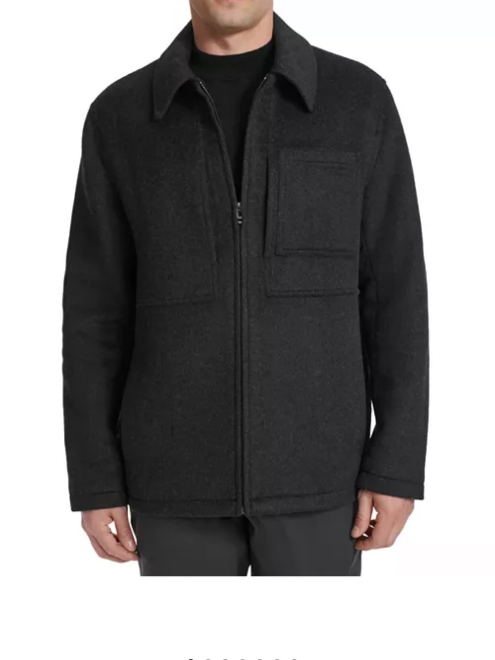 Cole Haan Dark Charcoal Zip-Front Shirt Jacket